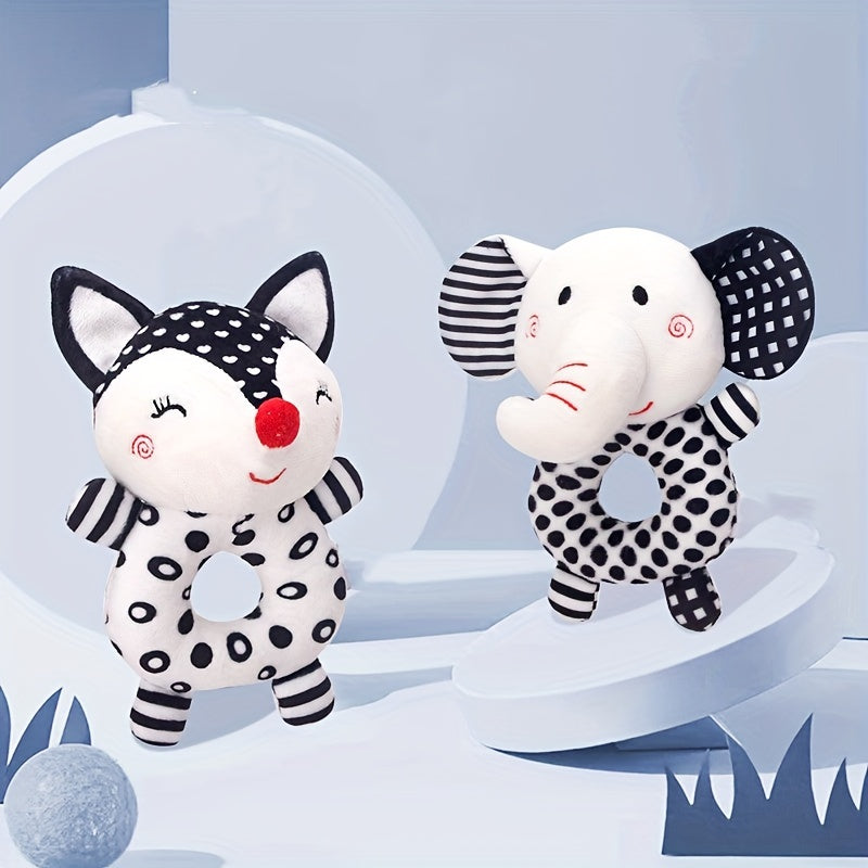 Zwart-witte Polyester Fiber Rammelaar Speelgoed | Educatief Baby Cadeau voor Vroeg Onderwijs