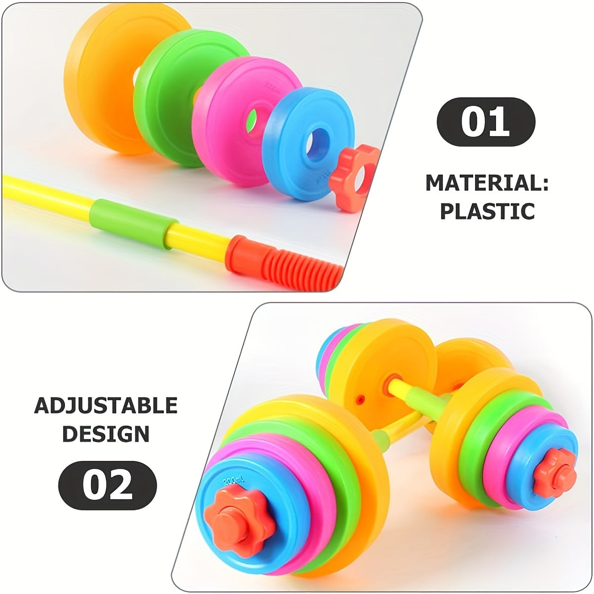 Verstelbare Speelgoed Halterset voor Kinderen - Kleurrijke Fitness Dumbbell voor Actieve Jongens en Meisjes - Educatief Cadeau om Spelenderwijs te Bewegen