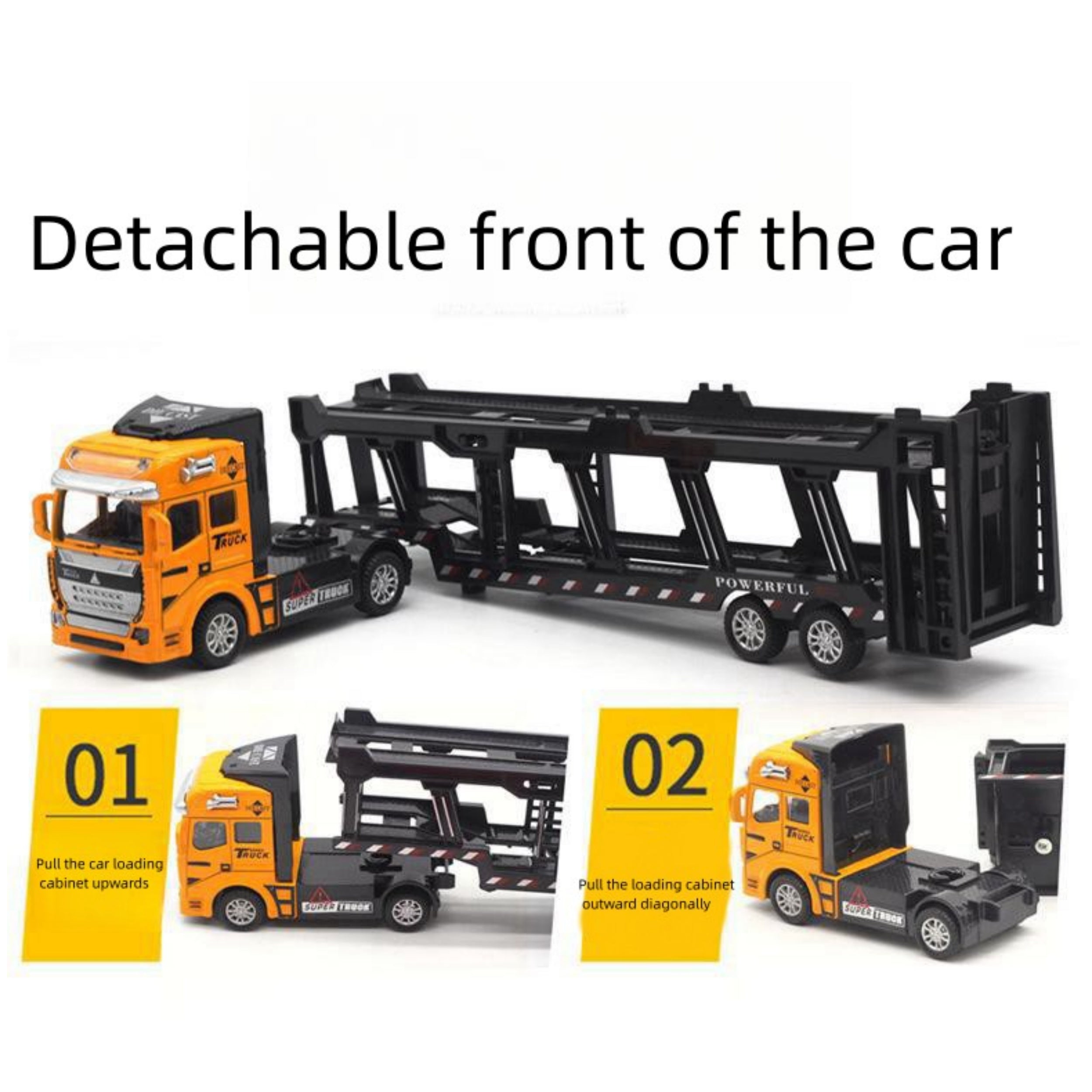 32cm Die-Cast Truck Set | 1x Vrachtwagen + 6 Mini Bouwvoertuigen | Vanaf 3 Jaar