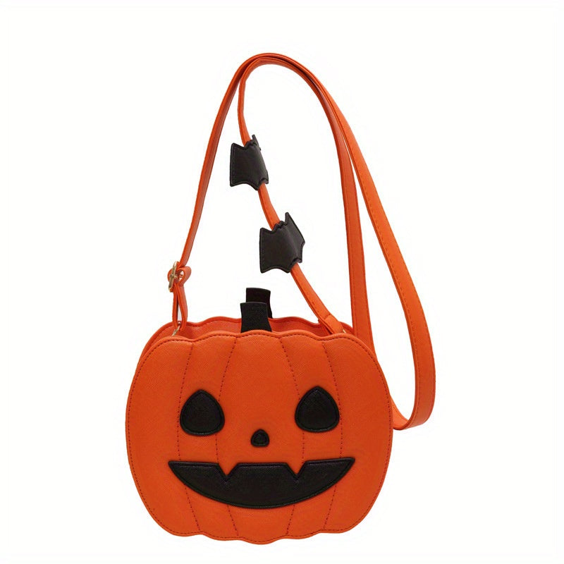 Pompoen halloween schoudertas - grappige crossbody bag in contrasterende kleuren | perfect festival accessoire
