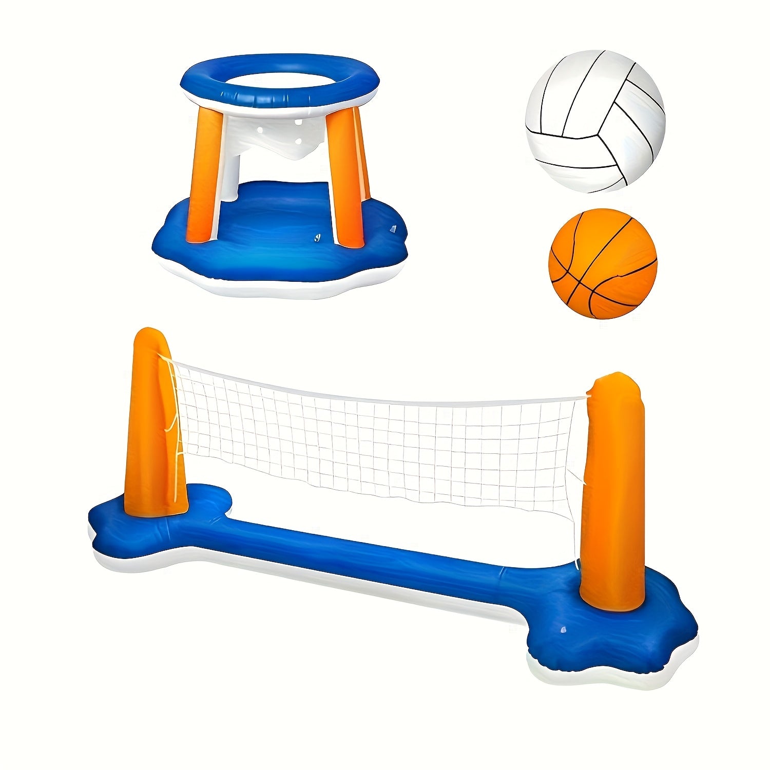 Opblaasbaar Zwembad Speelset – 305cm Volleybalnet & Basketbalring | Waterplezier voor Volwassenen & Tieners (14+)