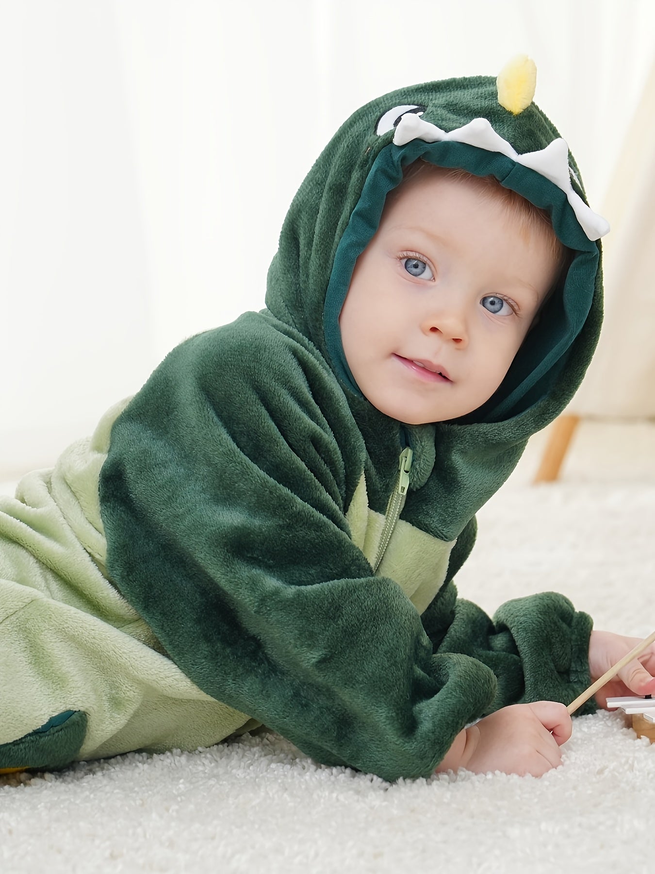 Kinder Dinosaurus Onesie Pyjama – Comfortabele Hooded Jumpsuit met Lange Mouwen