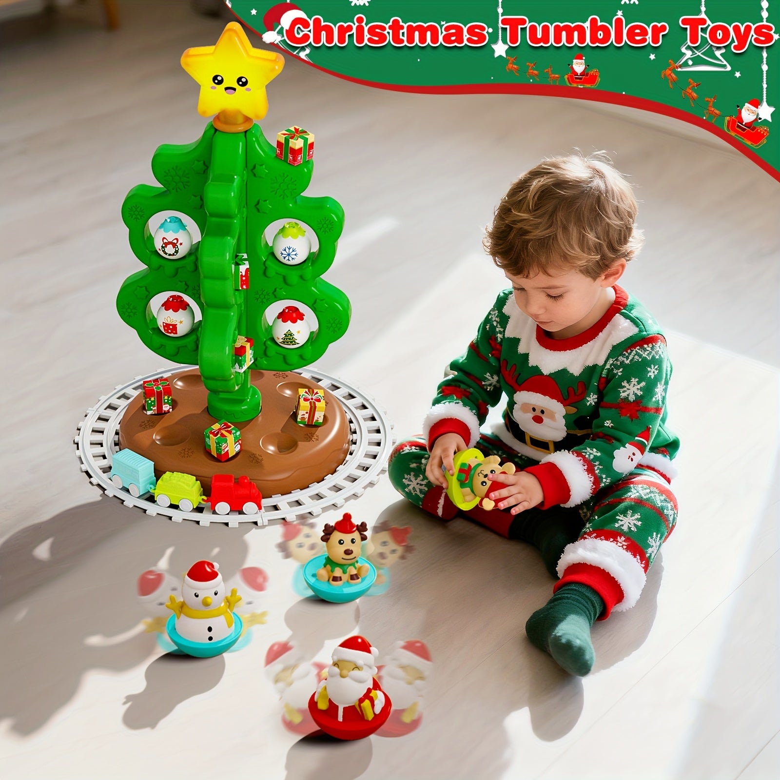 Interactieve Kerstboom Speelset voor Peuters en Kleuters - Muzikale Decorset met Roly Poly's en Mini Treinbaan voor Kinderen vanaf 3 Jaar