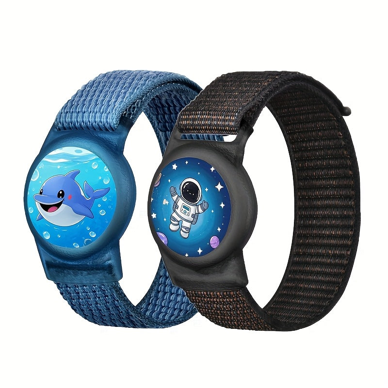 2 stuks AirTag armbandjes | Zachte ademende nylon band, unisex, meerdere kleuren, houder niet inbegrepen