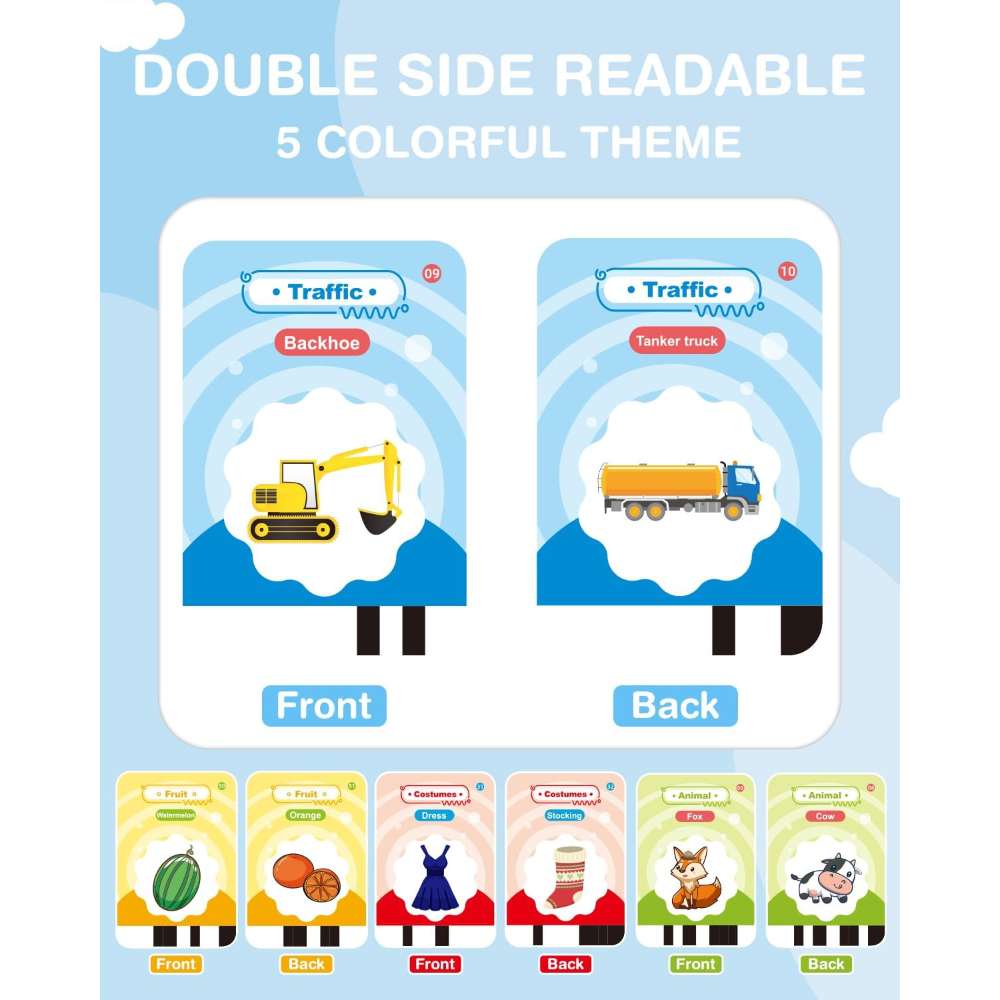 Interactieve Pratende Flitskaarten voor Kinderen 2-6 Jaar - Leer 224 Woorden - Logopedie Hulpmiddel - Jouet Éducatif pour Tout-Petits - Educatief Peuterspeelgoed voor Jongens en Meisjes