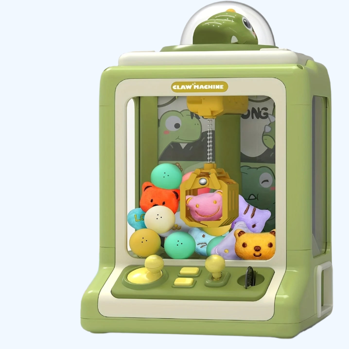 Mini-dinosauruskrabmachine voor kinderen | Bevat 10 poppen en 10 draaiende eieren, snoepmachine met muziek, perfect cadeau voor kinderen