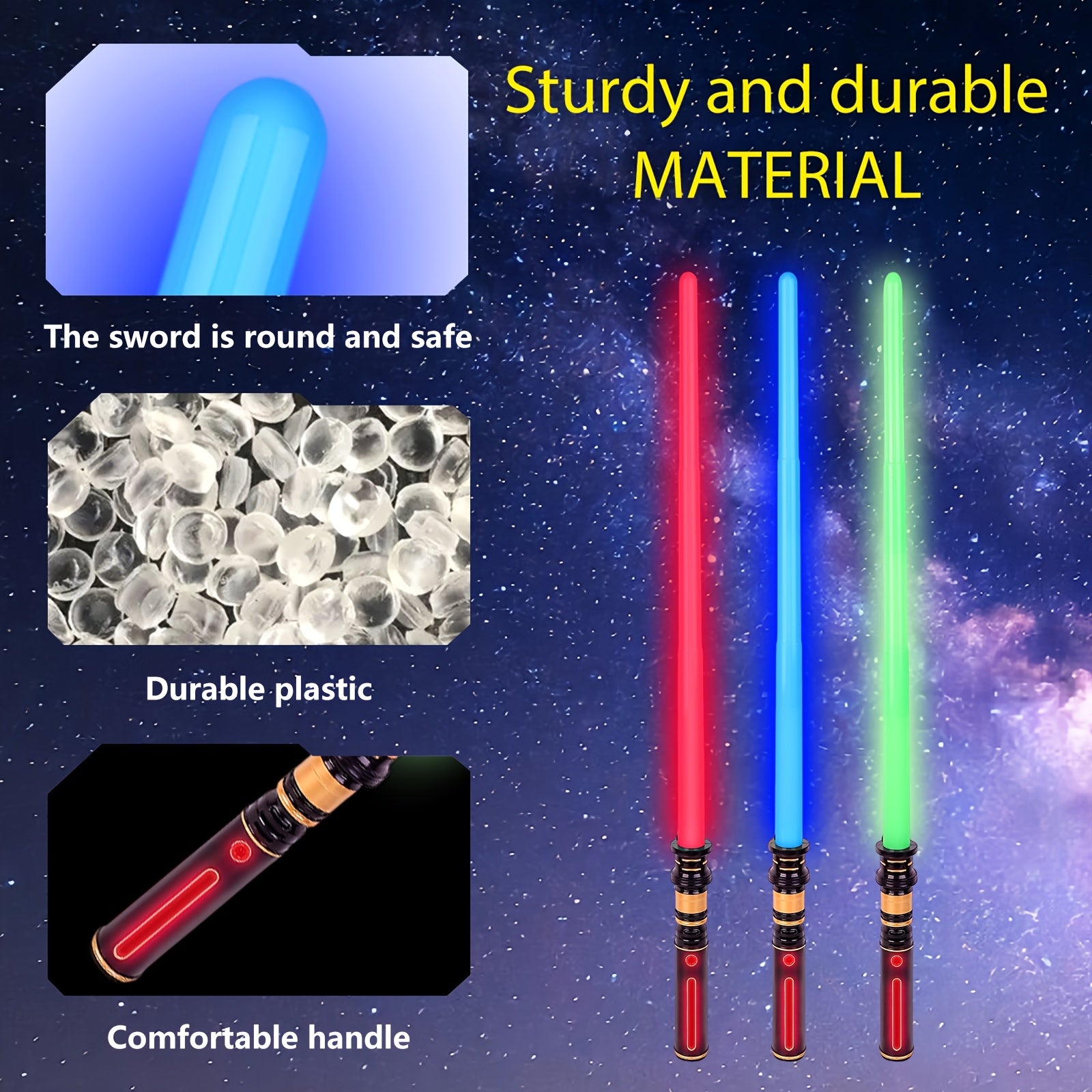 3 FX-lichtzwaarden - Lichtgevende zwaarden voor cosplay, Halloween, verjaardagen en Kerstmis, perfect voor kinderen.