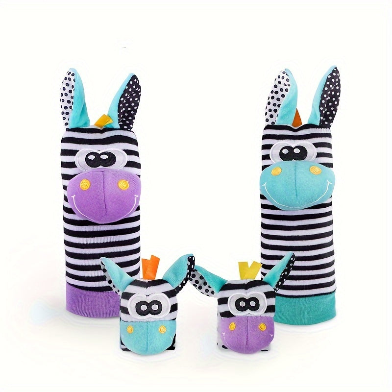 Nieuwborn Baby Dierenarmband & Rammelaar Horloge Set met Sokken - Baby Puzzel Speelgoed