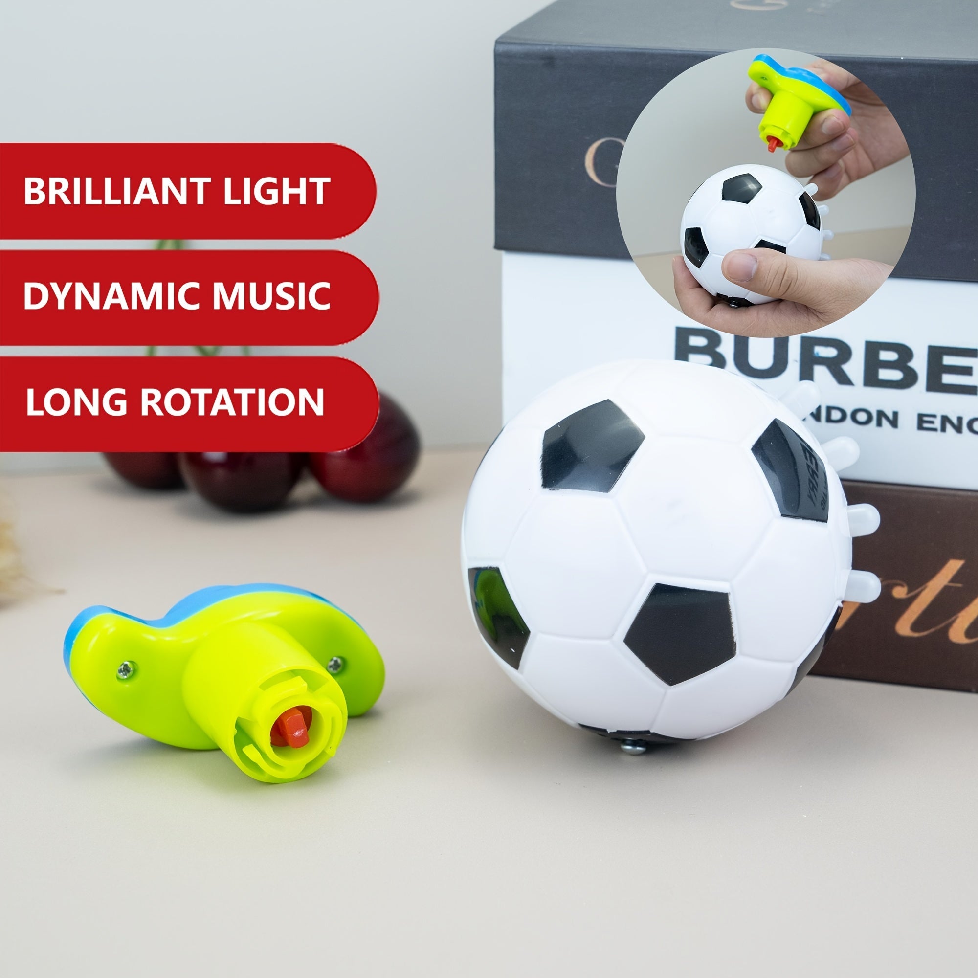 LED Verlichte Muzikale Gyroscoop in Voetbalstijl | Knipperende Toupie Lichtgevende Muzikale Toupie Speelgoed voor Kinderen