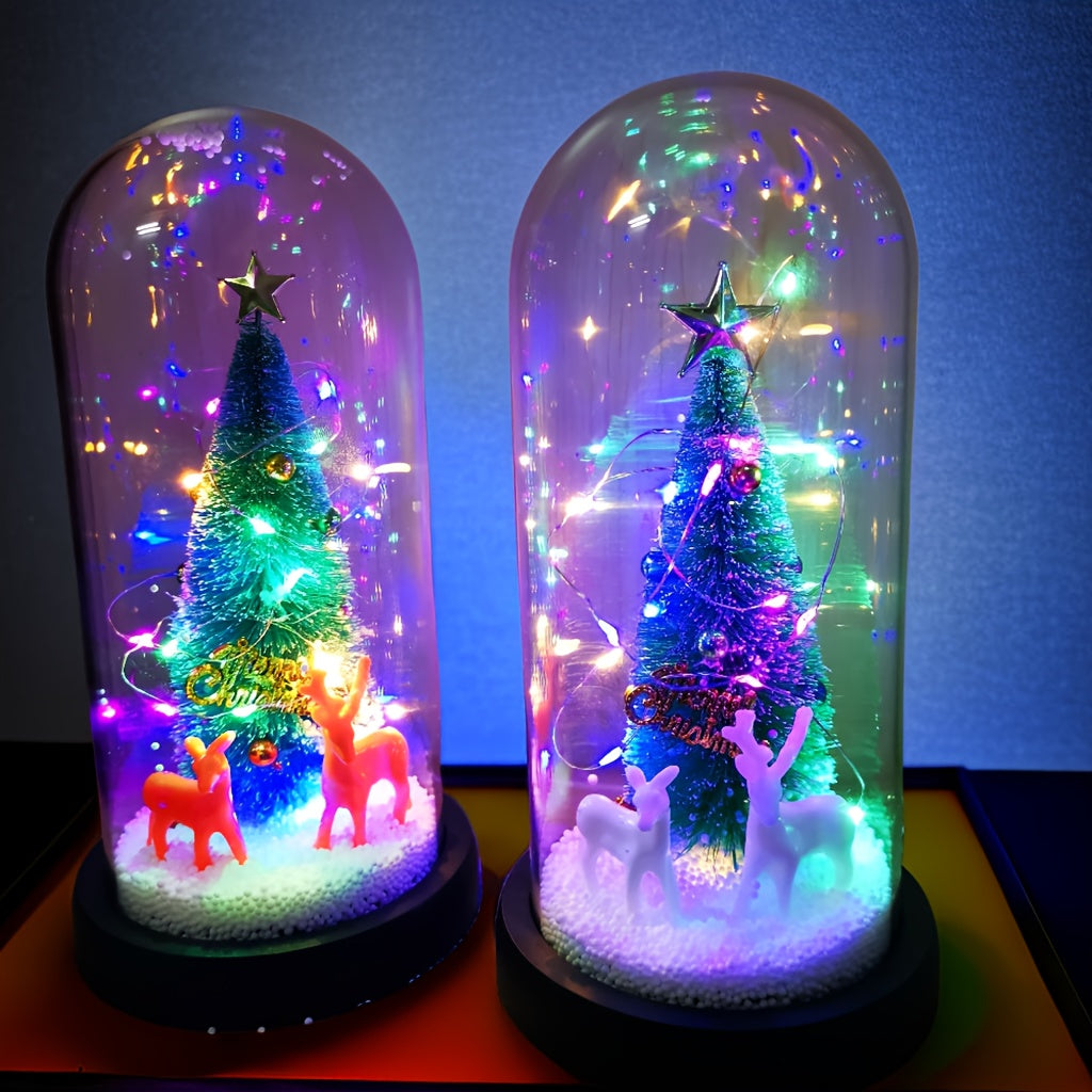 Eeuwige Verlichte Kerstboom met Kerstman en Rendieren | Kerstdecoratie op AAA-batterijen
