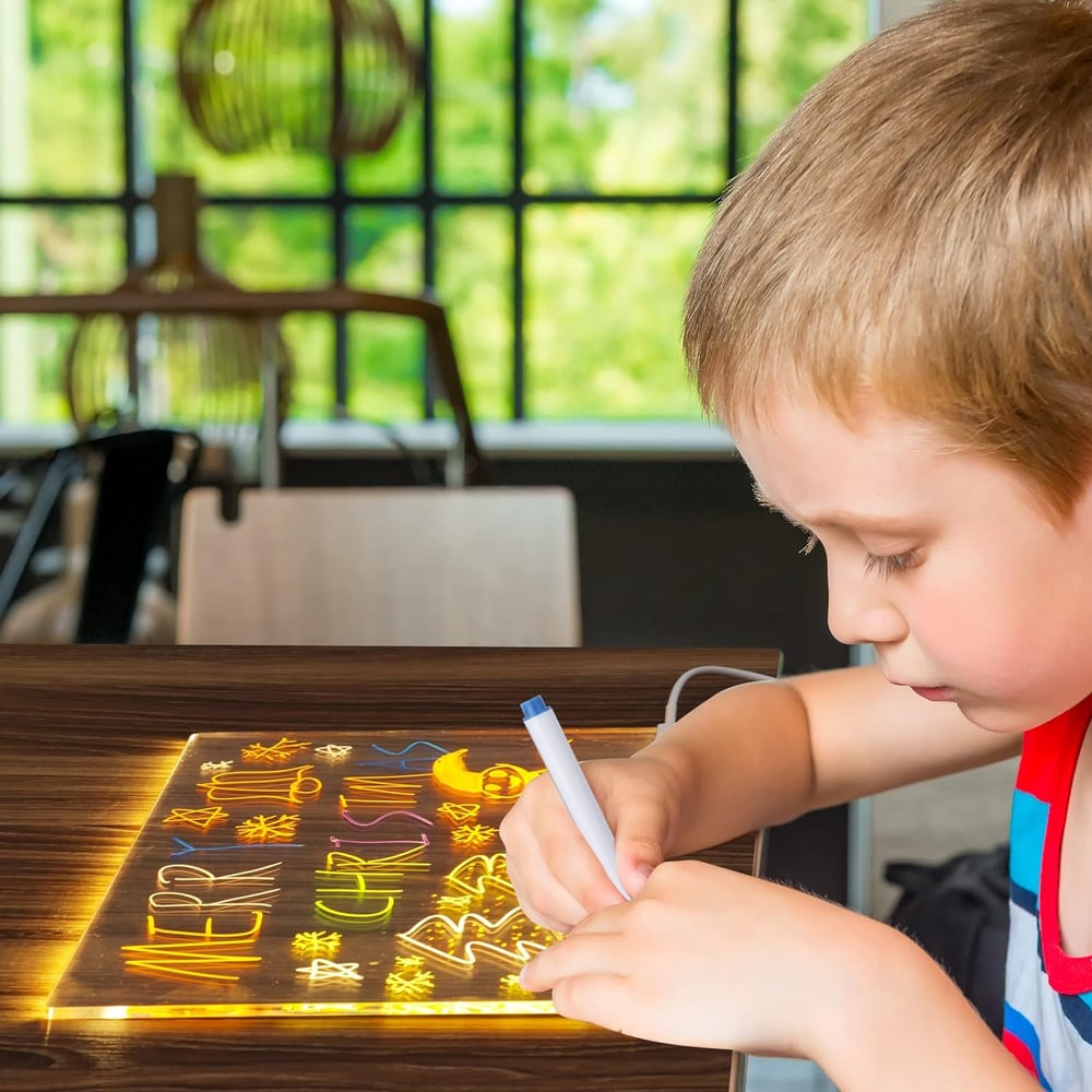 LED notitiebord met kleuren | Helder acryl droog uitwisbord met licht Voor kinderen en volwassenen