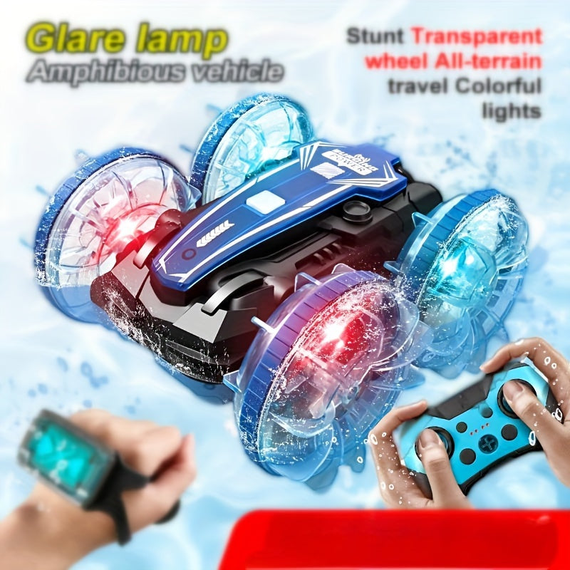 Amfibische RC Stuntauto met Dubbele Afstandsbediening – Gebarenbesturing & Waterdicht | Speelgoed vanaf 8 Jaar